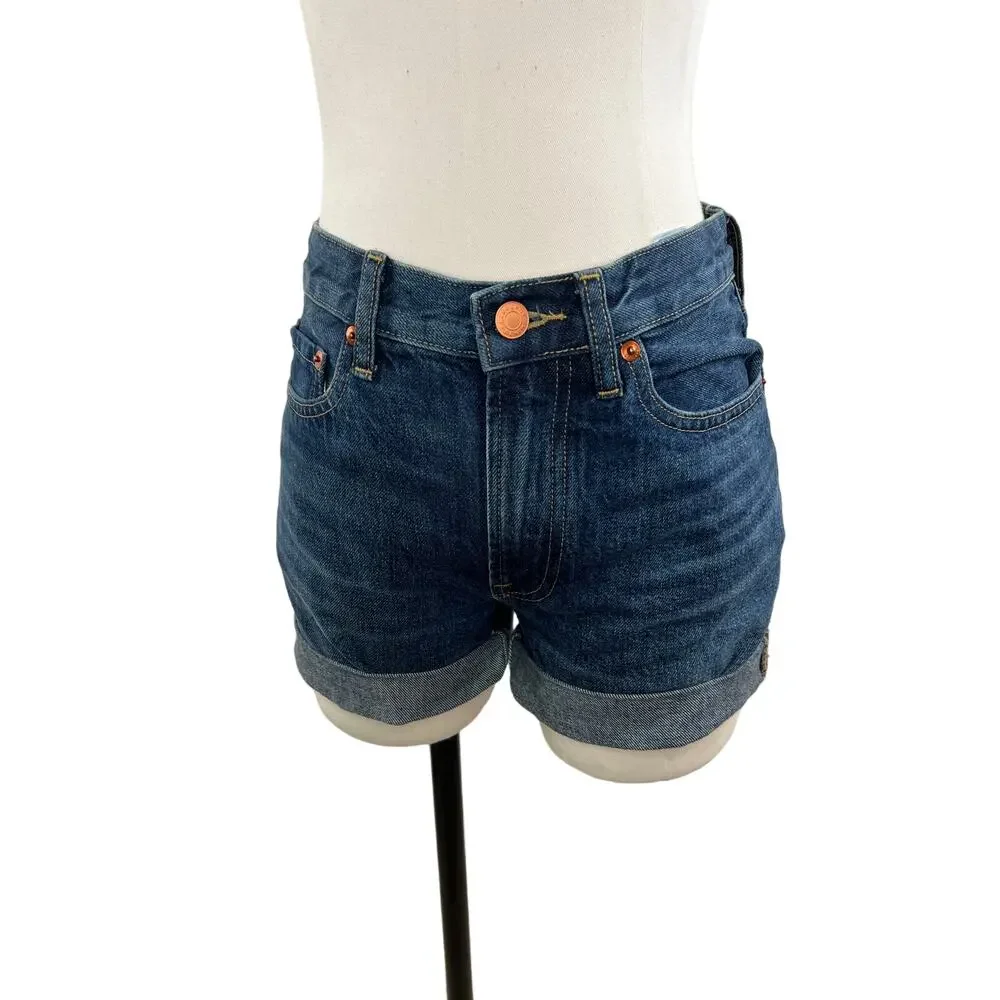Everlane Blue Organic Cotton Rolled Cuff The Denim Short Size 25